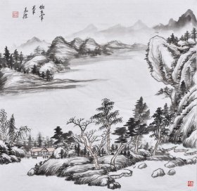 【九年老店，六千好评，作品画家直供】山东国画名家、威海卫书画艺术研究院副院长廉老师纯手绘水墨山水画作品《溪山晨韵》SS5615，作者原创作品，朴茂华滋，大气厚重，欢迎收藏！