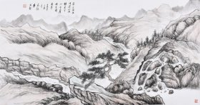 【九年老店，六千好评，作品画家直供，原创孤品，仅此一幅】山东国画名家、威海卫书画艺术研究院副院长廉老师纯手绘水墨山水画作品《溪山揽胜》