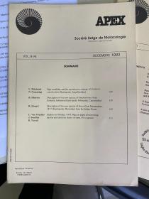 APEX Societe Belge de Malacologie 比利时软体动物(贝类) 学会会刊 英文版 Vol.8 (4) 1993