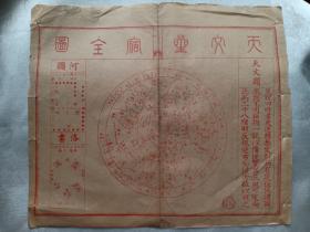 清代地图 天文星宿全图 天文图 红版8开 30.5x26cm 光绪后期印制，纸质极薄 内有 二十八星宿、河图、洛书 大清地图 清代天文图