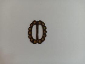 清代或清代以前 铜腰带扣 铜带扣 刻花图案 铜件 铜杂件 具体请自鉴，保真 长29.5mm 宽23.3mm