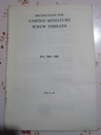 英文原版书 统一小型螺纹规范 英国标准规范B.S.3369:1961