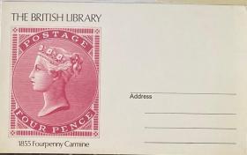 英国红便士邮票图明信片，可做极限片