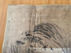 清早期日本手绘《猛虎图》一幅，落款：一逍？，钤印：藤原一逍？，绝对很老，品差慎拍！