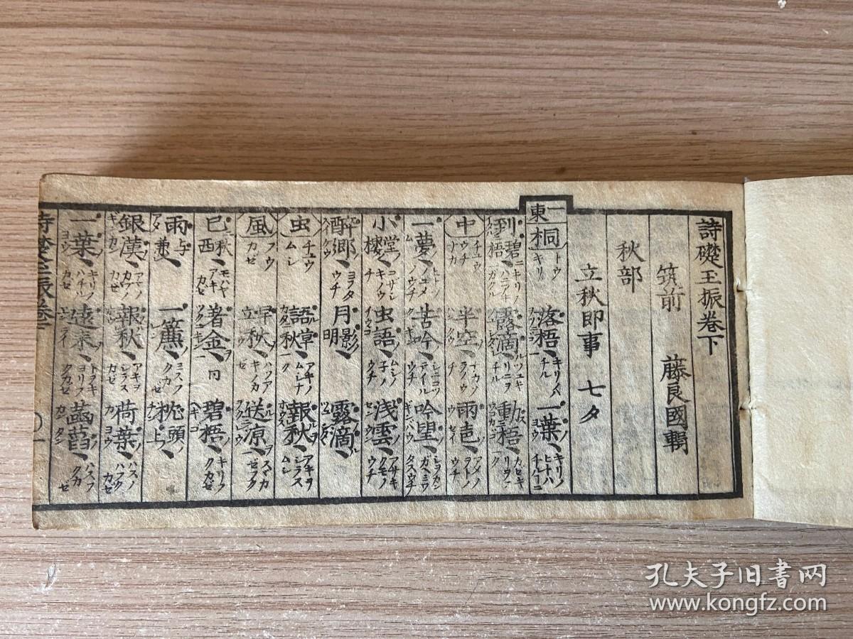 嘉永三年（1850年）和刻本《诗础玉振》上卷线装一册，汉诗词工具书