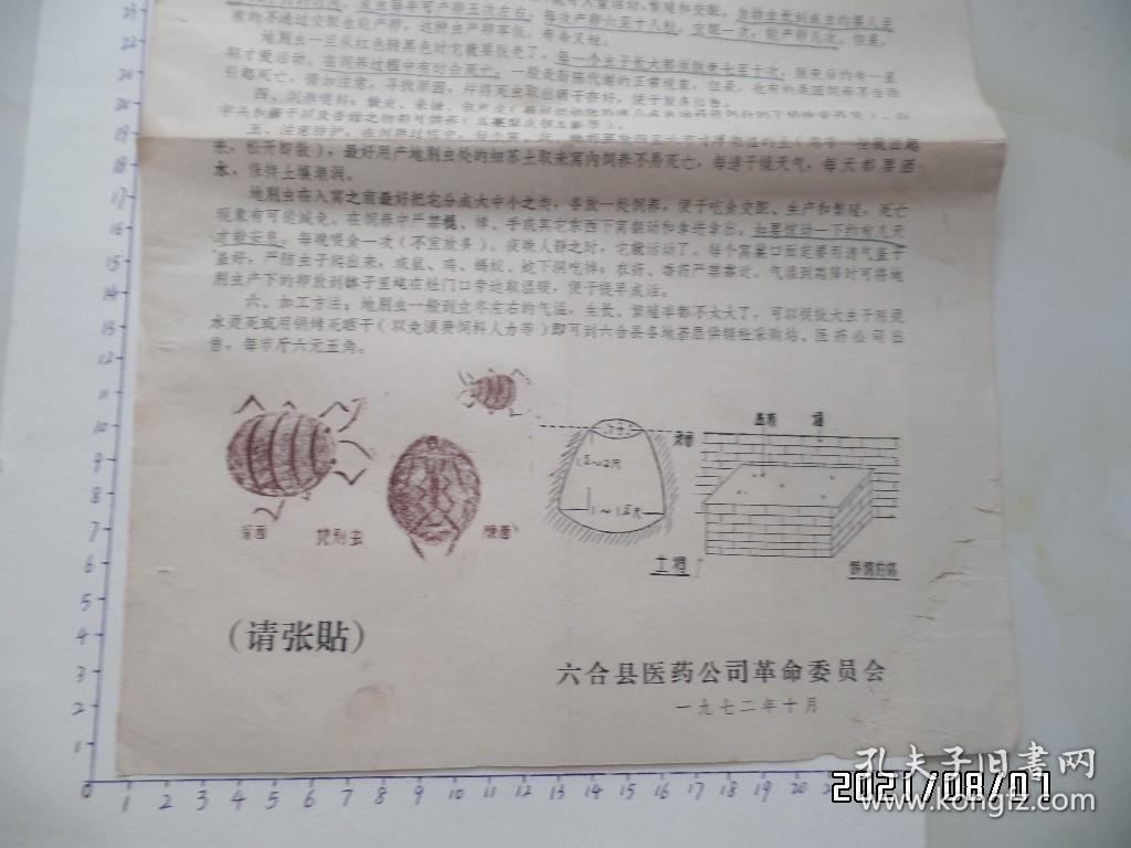饲养地别虫方法供广大人民群众参考之用（8开，有语录，右上拐角少一块，中间折痕处有修补，折叠配送，详见图S）