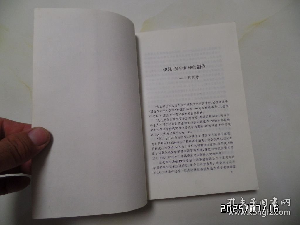 蒲宁文集（第1卷，诗歌散文卷，大32开，1998年1版1印，有书斑，拐角有折痕，详见图S）