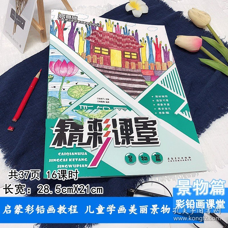 【原版闪电发货】彩铅画精彩课堂 景物篇 零基础青少年宫美术素质教育丛书 彩色铅笔画教程 儿童彩铅画实用教材小学生美术书少儿创意绘画画册