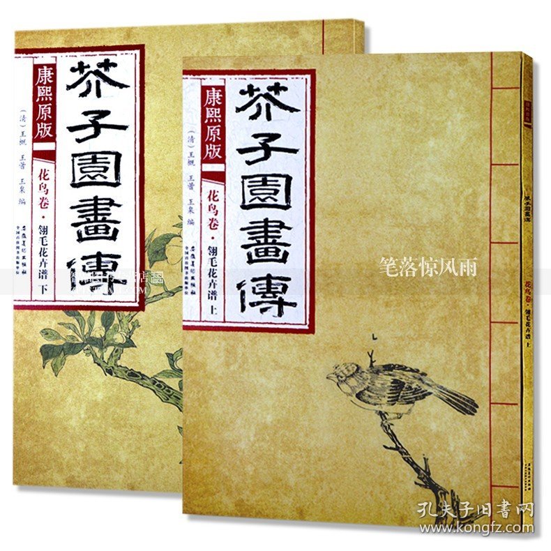 【原版闪电发货】芥子园画谱画传 康熙原版花鸟卷翎毛花卉谱上下2本 国画绘画技法 花鸟画国画技法 清王概王蓍王臬编 芥子园画谱安徽美术出版