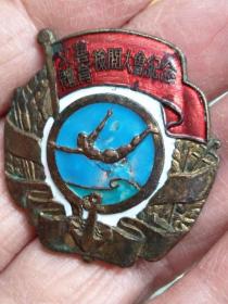 1953年文艺体育比赛老珐琅彩铜章一枚
