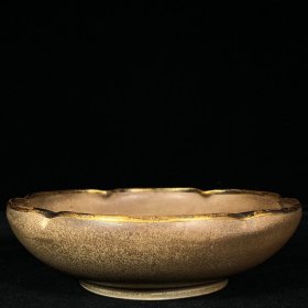 宋汝窑包口花口洗5x18厘米