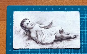 民国意大利小天使画片，品相如图，长10厘米，宽5.7厘米