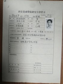 著名画家郭线庐研究生学籍表一份（085保真）