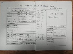 著名画家李玉田授予硕士学位研究生名单表一份（024保真）