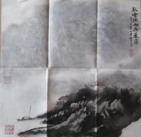 著名书画家曹念老师山水画新作《乱云拖雨过蓬窗》一幅（28保真）