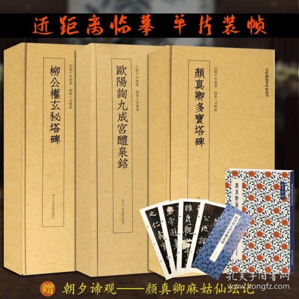 【原版闪电发货】近距离临摹碑帖叢刊3册 柳公权玄秘塔碑/欧阳询九成宫醴泉铭/颜真卿多宝塔碑 楷书毛笔书法字帖 简体旁注译文注释原碑原帖高清放大