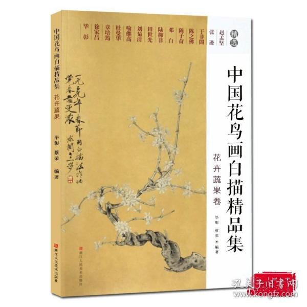 【原版闪电发货】中国花鸟画白描精品集花卉蔬果卷 高精度大幅面历代名家经典白描作品零基础初学者自学临摹鉴赏教程书 国画工笔画白描底稿花鸟画谱