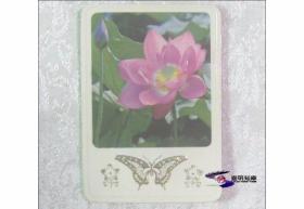 荷花 / 菊花 / 牡丹 / 芙蓉——花卉彩照
（上海人民美术出版社  09×06 厘米 1983年历卡）
【 民族风情艺术烫金凸版  私藏全04枚整售】