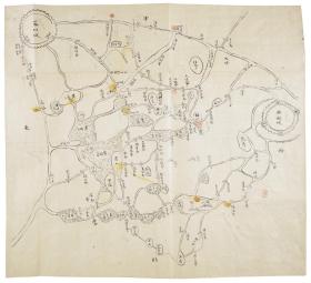 古地图1855-1864 苏州无锡之间水道图 清咸丰至同治初期。纸本大小54.88*50厘米。宣纸艺术微喷复制