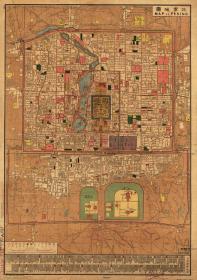 古地图1914 北京地图 民国3年。纸本大小53.85*76.45厘米。宣纸艺术微喷复制