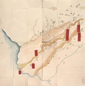 古地图1884 铜瓦厢至海口新黄河河道隄工形势图 第1幅 清光绪十年。纸本大小69.41*70.15厘米。宣纸艺术微喷复制