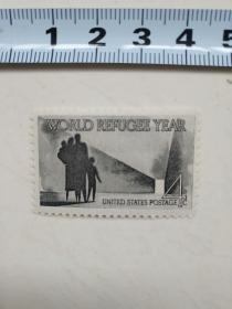 美国邮票：4c世界难民年