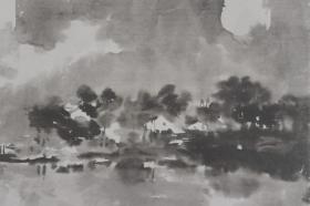 精印 《徐悲鸿 丽江春雨》（纸本托片，画芯尺寸：33*51cm）HXTX382971