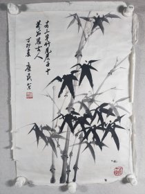 “当代书画名人”、北京市老年书画研究会理事 韩应民 丁卯年（1987）国画“劲竹图”一幅（纸本托片，约2.8平尺，钤印：韩应民）HXTX426017