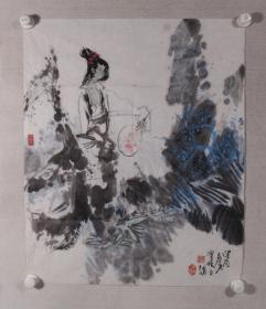 著名连环画家 赵宝林 国画作品《仕女》一幅（纸本软片，钤印：赵） HXTX384493