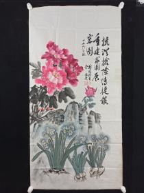 开国少将李伟题 、夫人郑建新 国画作品《牡丹 》一幅HXTX384890