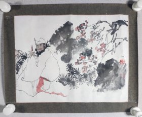 著名画家、台湾海峡两岸文化交流协会副主席 李沧一 国画人物图一幅（纸本镜心，约1.2平尺，钤印：李沧一、沧一）HXTX426005