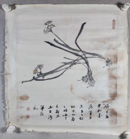 画家 武立 国画“水仙花”一幅（纸本镜心，约2.43平尺，钤印：武立私印、？鹤）HXTX426043