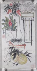 吴-福-辉夫妇旧藏：老舍夫人、著名书画家、散文家 胡絜青 国画作品“吉利富贵万年长青图”一幅（纸本软片，约2.1平尺，钤印：絜青）HXTX298165