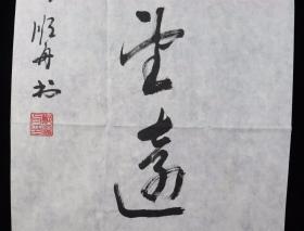 少将军衔、著名书法家 郑顺舟 庚寅年（2010）作 书法作品《登高望远》一幅（纸本软片，画心约4.4平尺，钤印：宁静、郑顺舟印）HXTX382312