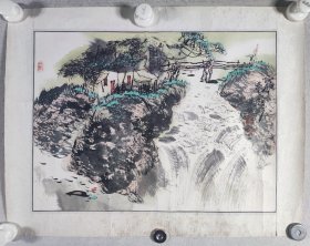 著名画家、曾任中国技法研究院副院长 郭建龙 国画《泉声》一幅（纸本镜心，约1.2平尺，钤印：郭建龙印）HXTX426025