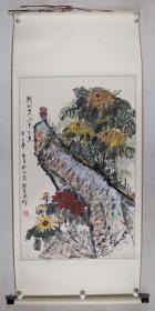 书画家 梁青周 2000年作 国画作品《战地黄花分外香》一幅（纸本立轴，画心约5.9平尺，钤印：梁青周印）HXTX229118