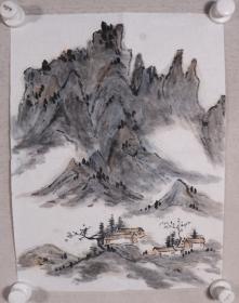 【同一来源】中国社会科学院考古研究所高级工程师、画家 张心石 作 国画作品《山水图》一幅（纸本软片，画心约1.4平尺）HXTX251378