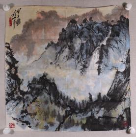 罗工柳弟子、当代著名书画家 李柏山 1984年作 国画作品《墨山图》一幅（纸本软片，画心约4平尺，钤印：美意延年）HXTX251995
