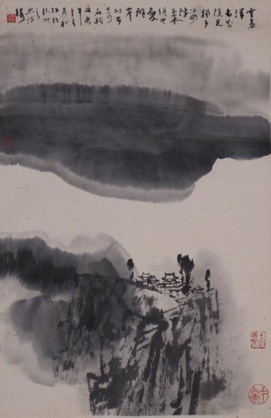 杭州画院副院长、著名山水画家 包辰初 国画作品《李白诗》（纸本立轴，画芯尺寸约：68*45cm，约2.7平尺）HXTX383588