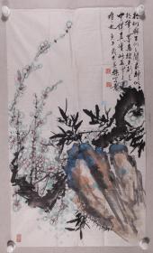 著名书画家、中国琉璃厂画院理事 王英杰 1990年作 国画作品《梅竹双清图》一幅（纸本软片，画心约5.1平尺，钤印：英杰、而立之后作、耕耘）HXTX235130