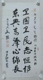 原国民党中将、毛泽东表弟 文强 1997年作 书法作品《藏名联语》一幅（纸本软片，画心约1.9平尺，钤印：文强、念观长寿、浩然正气）HXTX329820