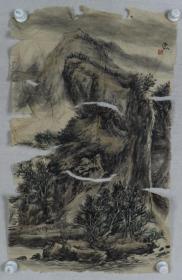 书画家 强仙 作 国画作品《山水图》一幅（纸本软片，画心约3平尺，钤印：强仙）HXTX228852