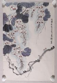 开国少将李伟夫人 郑建新 1995年作 国画作品《麻雀玉簪花》一幅（纸本软片，画心约2.7平尺） HXTX242351