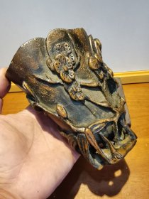 文房雅玩.清代松竹梅沉香木杯..