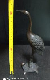 铜龟鹤延年摆件（高20.8cm）
