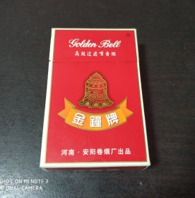 硬盒烟标：金钟牌（翻盖被粘上打不开）