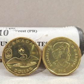加拿大2012年1元 伦敦奥运会纪念币 潜鸟