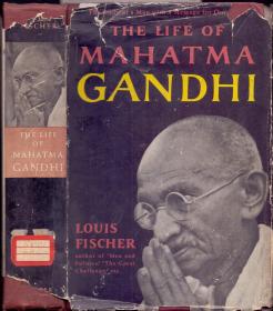 《国父甘地传》精装护封 大32开毛边老版书  The Life of Mahatma Gandhi by Louis Fischer 1950年  封底为赛珍珠书评  图多