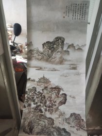 江天楼阁图  四条屏  何延喆／作