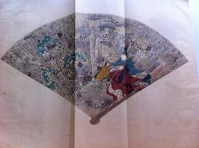 日本回购古美术；名家浮世绘画，古艺术 硬纸 50.5cmx38.5cm